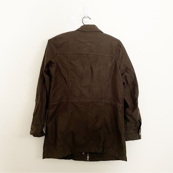 J Jill Olive Green Cotton Utility Military Field Jacket Size XS Zip Up Pockets - Picture 5 of 9